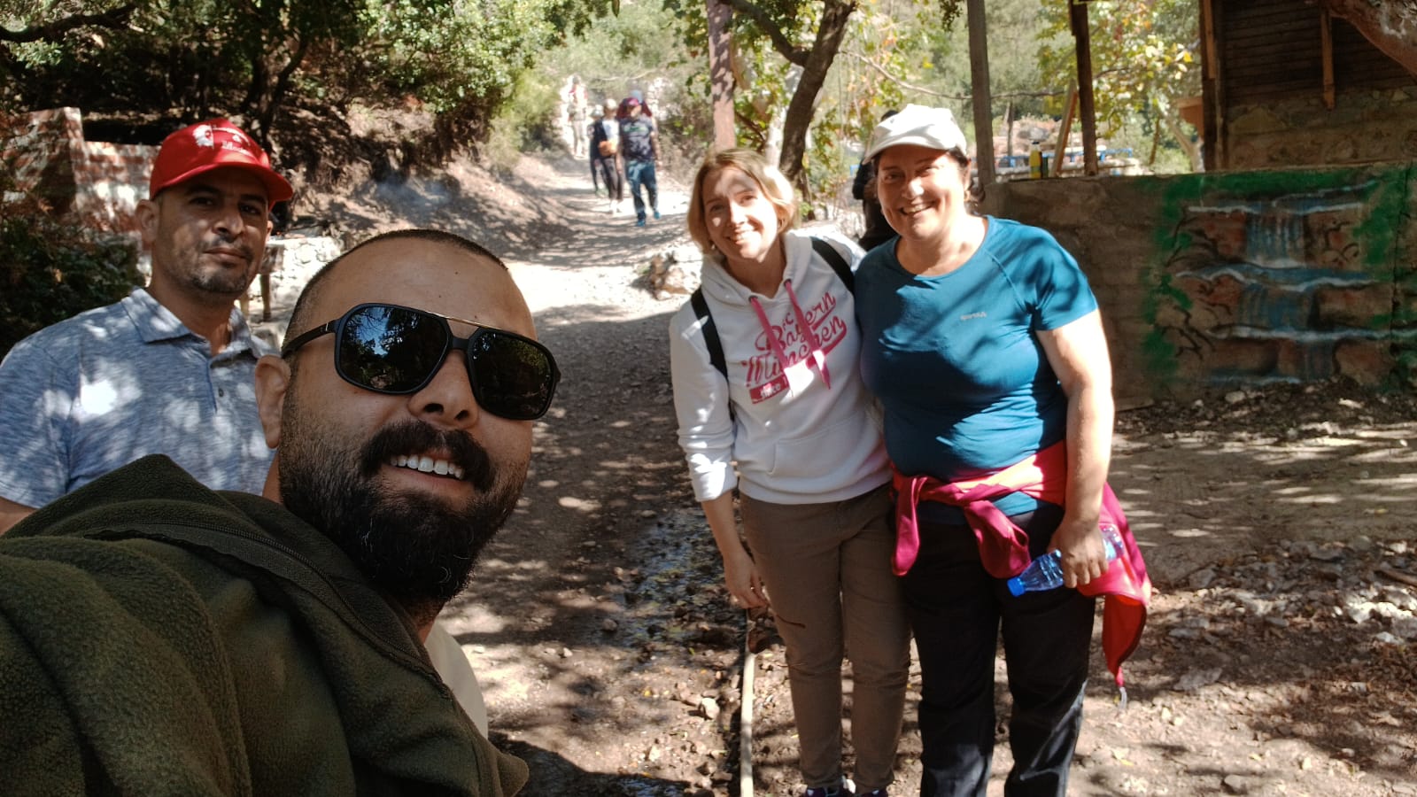 Travelers on a mountain trail